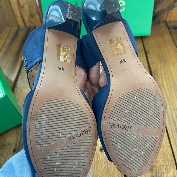 J. Renee Francie Satin Rhinestone Embellished Slide Sandals - Picture 4 of 5